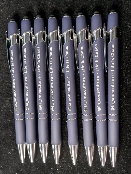 NWOT - "Life Is Chaos" by @la_sousculture - Navy Blue Dual Pen & Stylus - Picture 1 of 3
